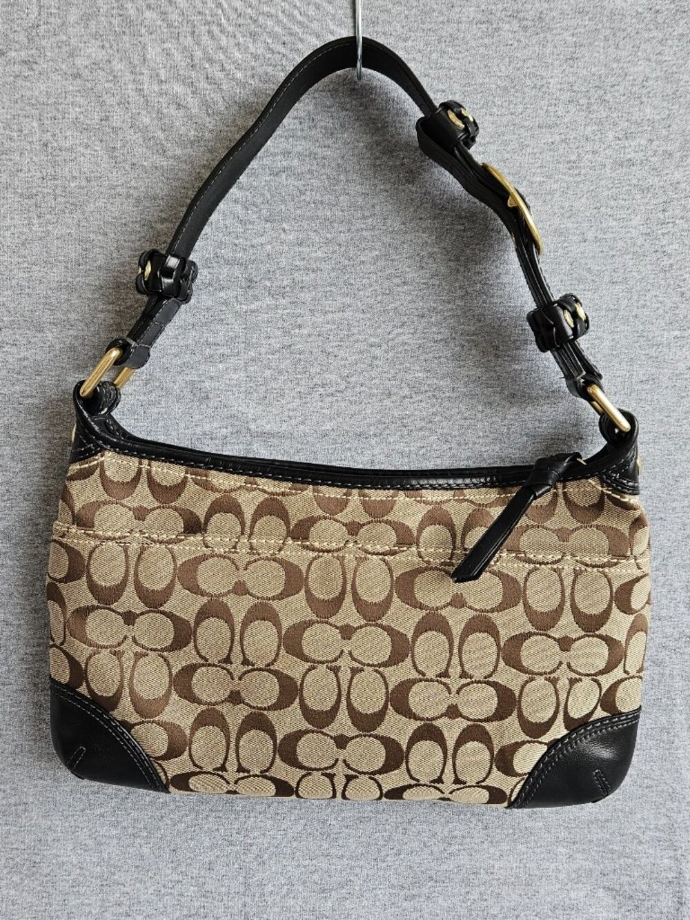 Coach Vintage Bleeker Zip Signature Canvas Hobo Shoulder Bag Y2K Style #11431